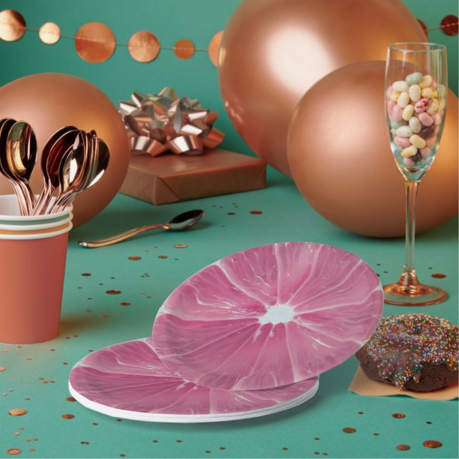 Pink citrus fruit paper plates (Multi)