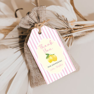 Pink Citrus Lemon Baby Shower Gift Tags