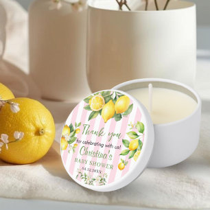 Pink Citrus Lemon design Baby Shower Thank you Mini Candle Favors