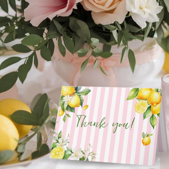 Pink Citrus Lemons Baby Shower Thank You Card (Pink Citrus Lemon Baby Shower Thank you card)