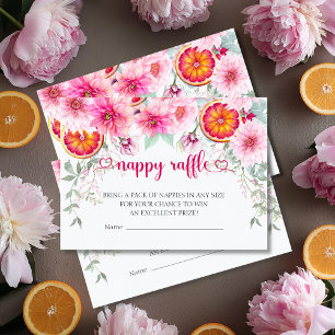 Pink & Citrus Nappy Diaper Raffle Baby Shower Enclosure Card