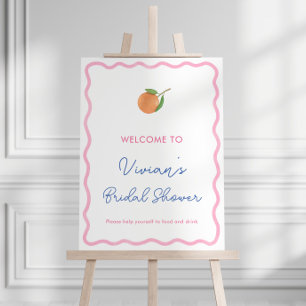 Pink Citrus Wavy Line Bridal Shower Welcome Sign