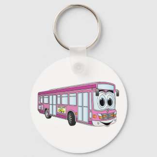 Pink City Bus Cartoon Keychain