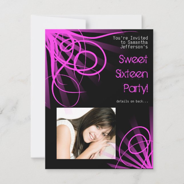 Pink City Lights Sweet Sixteen Invitation (Front)