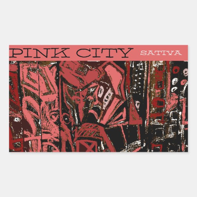 PINK CITY SATIVA RECTANGULAR STICKER (Front)