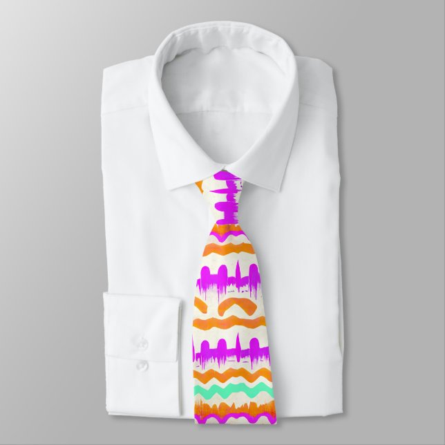 Pink City Urban Mural Graffiti Street Art Pattern Neck Tie (Tied)
