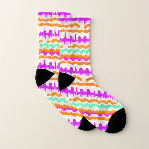 Pink City Urban Mural Graffiti Street Art Pattern Socks