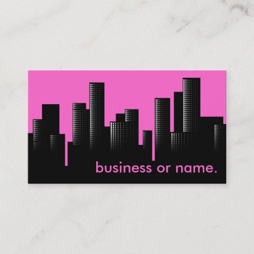 Customizable pink cityscape business card