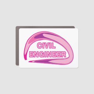Pink Civil Engineer Car Magnet
