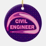 Pink Civil Engineer Ceramic Ornament