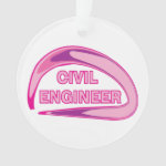 Pink Civil Engineer Ceramic Ornament