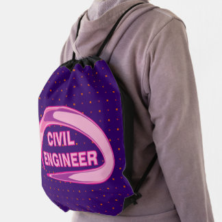 Pink Civil Engineer Drawstring Bag