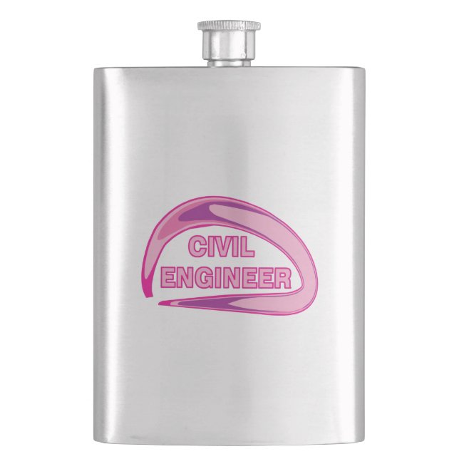 Pink Civil Engineer Flask (Front)