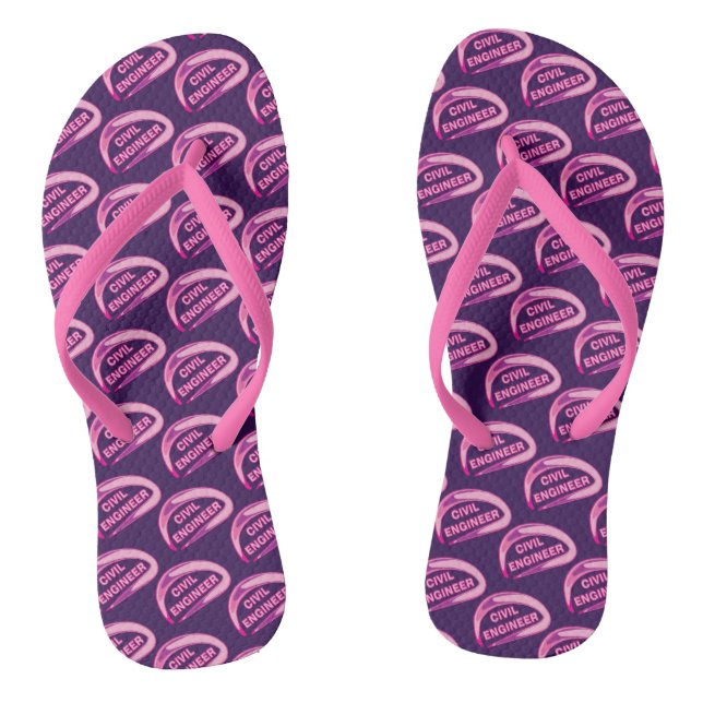 Pink Civil Engineer Flip Flops (Footbed)
