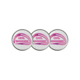 Pink Civil Engineer Golf Balls Ball Marker
