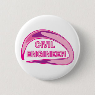 Pink Civil Engineer Golf Balls Button
