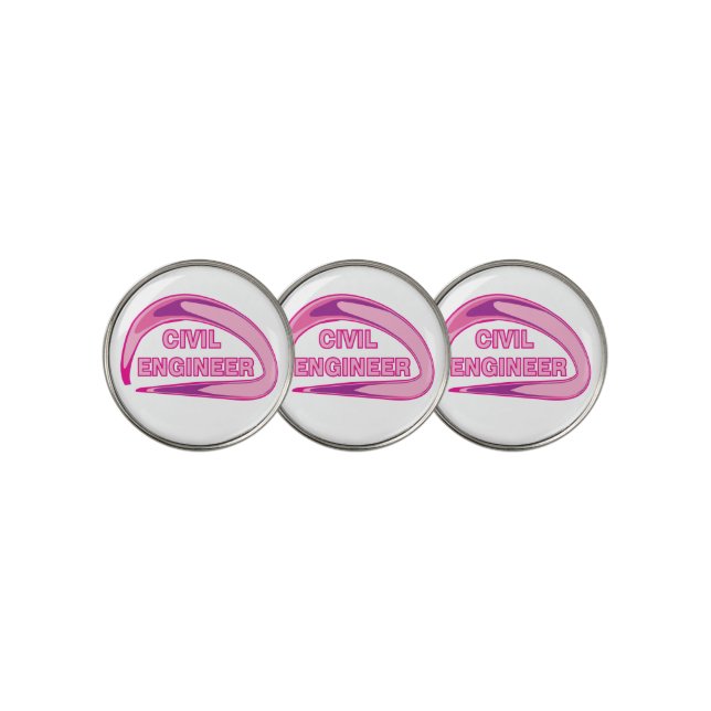 Pink Civil Engineer Golf Balls Golf Ball Marker (3 Up)