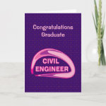Pink Civil Engineer Graduation Card