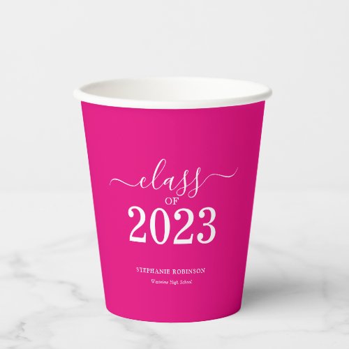 Pink Class of 2023 Graduation Party Paper Cups