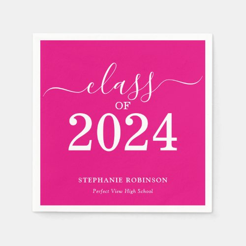 Pink Class of 2024 Graduation Party Napkins