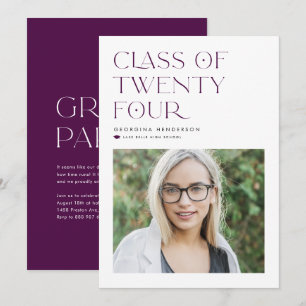 Pink Class of 2024 Modern Minimalist Graduation Invitation