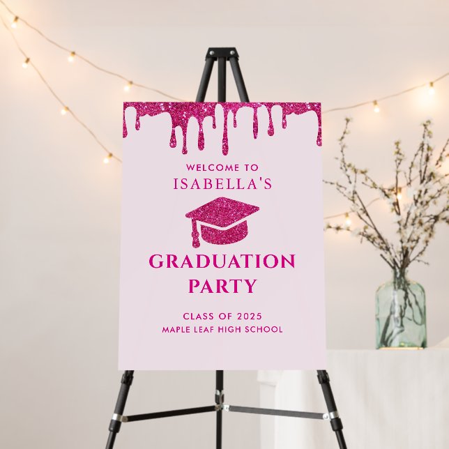 Pink Class of 2025 Graduation Party Welcome Sign (In Situ (Stand))