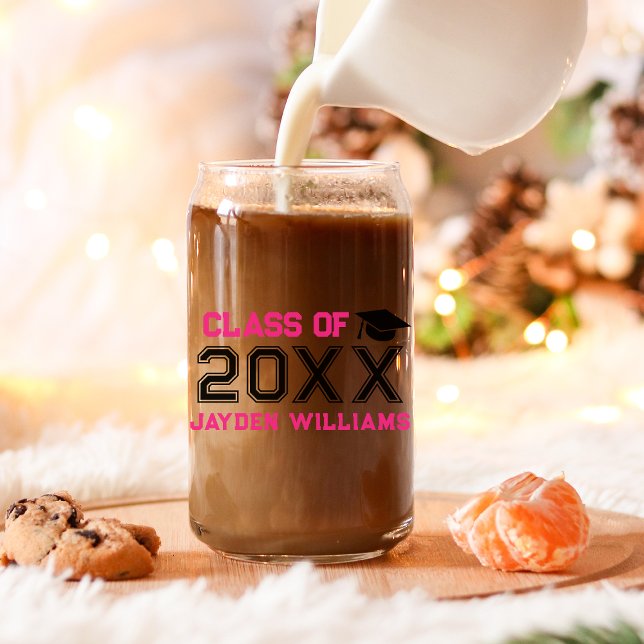 Pink Class of 2026 Custom Girl Graduation Party Can Glass (Pink Black Class of 2025 Custom Girl Graduation Ca Can Glass
)