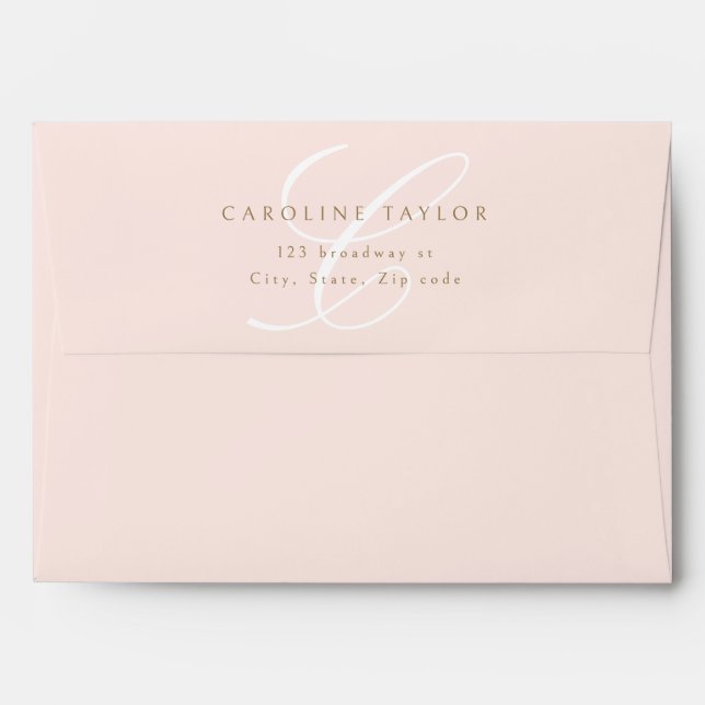 Pink Classic Calligraphy Monogram Return Address Envelope (Back (Top Flap))