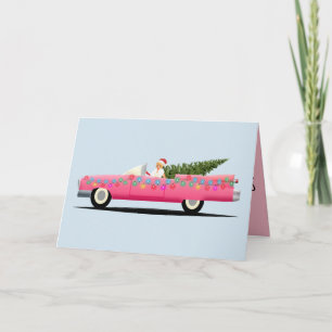 PINK CLASSIC CAR CLASSY CHRISTMAS Greeting Cards
