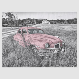 Pink Classic Car Decoupage Tissue Paper