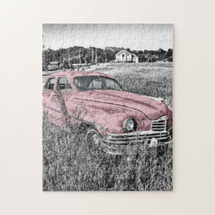 Pink Classic Car Jigsaw Puzzle