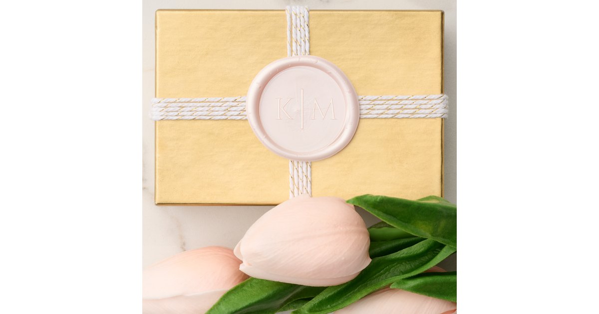Pink Classic Couple Monogram Simple Wedding Wax Seal Sticker | Zazzle