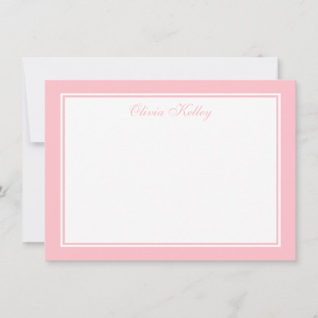 Pink Classic Frame Thank you Flat Note Card (Front)