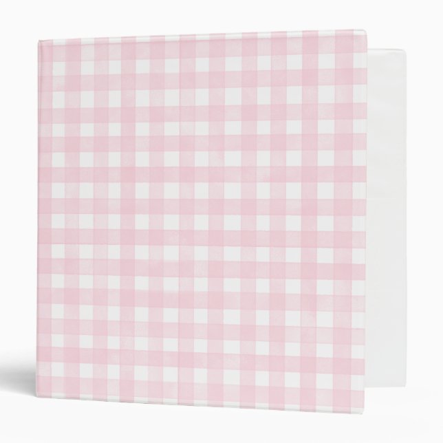 Pink Classic Gingham 3 Ring Binder (Front/Inside)