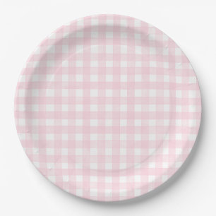 Pink Classic Gingham Paper Plates