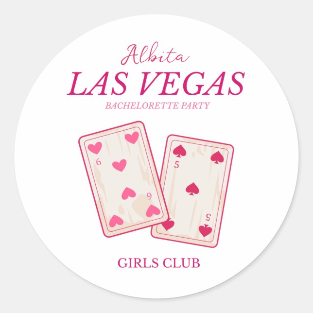 pink classic las vegas bachelorette round sticker (Front)