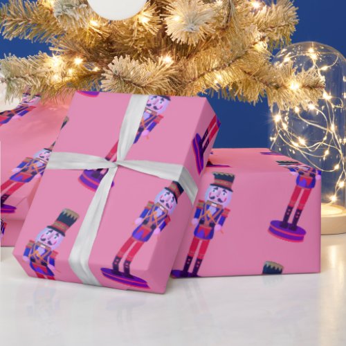 Pink Classic Nutcracker Soldiers Wrapping Paper