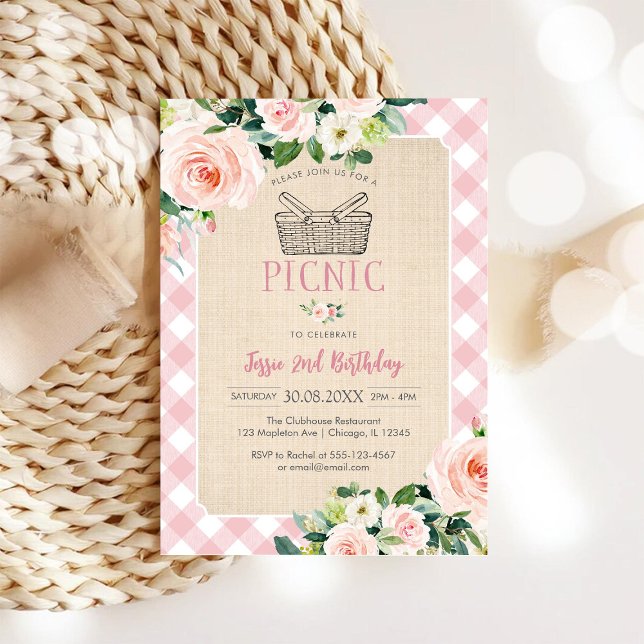 Pink Classic Picnic Birthday Invitation (Creator Uploaded)