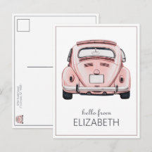Pink Classic Vintage Buggy Bug Car Personalized
