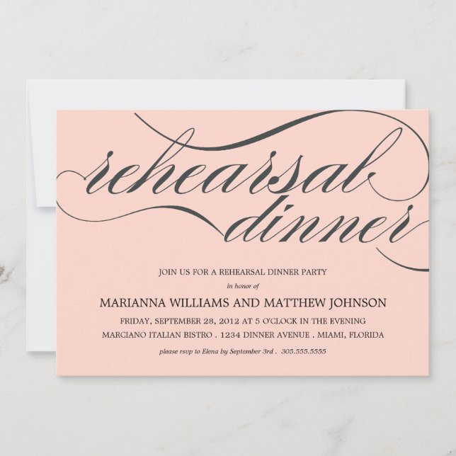 PINK CLASSY REHEARSAL DINNER | PARTY INVITATION (Front)