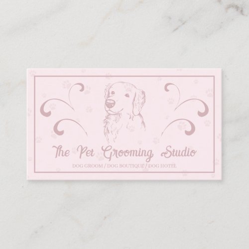 Pink Classy Style Pet Dog Golden Retriever Business Card