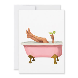 Pink Clawfoot Bathtub Art Print – Glam Self Care W Invitation