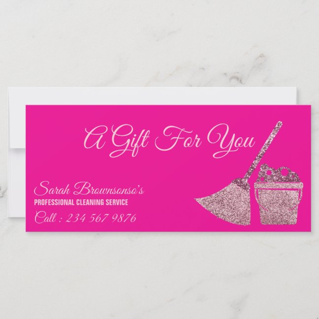 pink Cleaning Maid Janitorial Gift Certificate