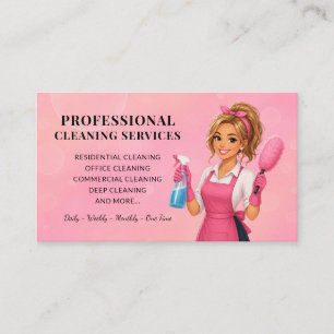 Pink Cleaning Service Business Card