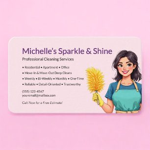 Pink Cleaning Service Business Card