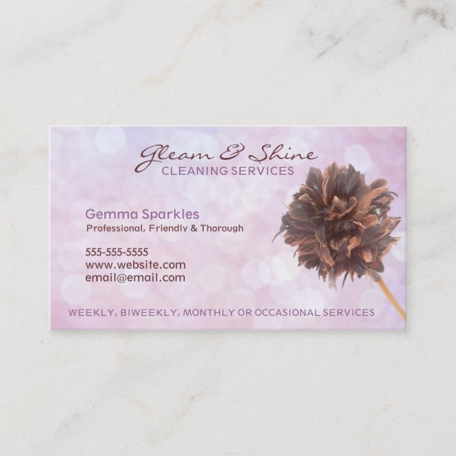 Pink Cleaning Services Business Cards (Front)