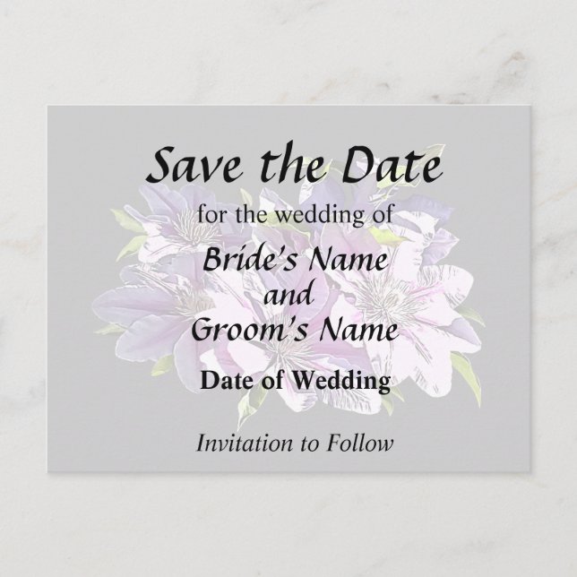 Pink Clematis Announcement Postcard (Front)