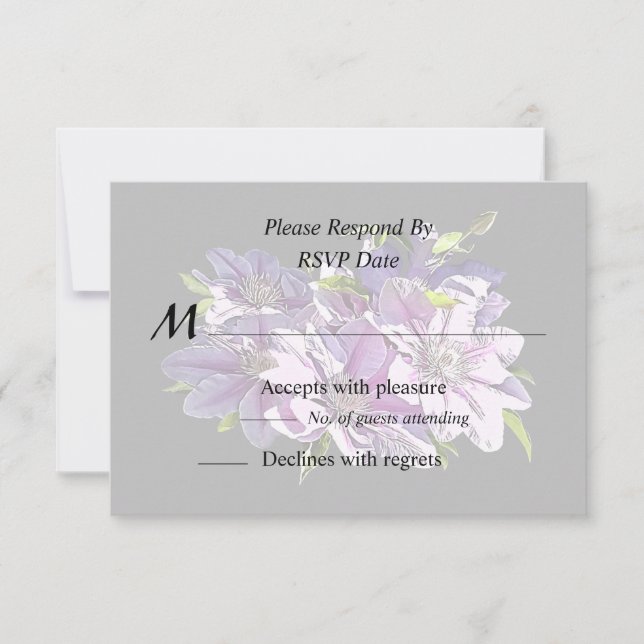Pink Clematis RSVP Card (Front)