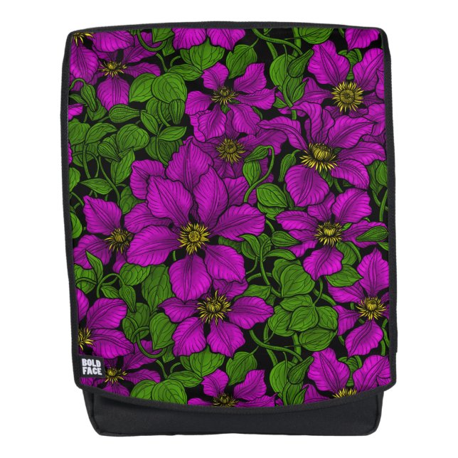 Pink Clematis vine Backpack (Front)
