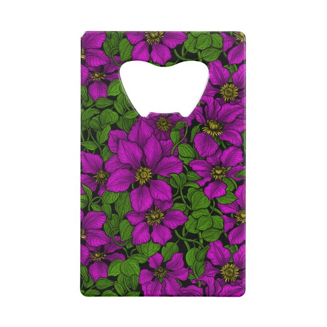 Pink Clematis vine Credit Card Bottle Opener (Front)